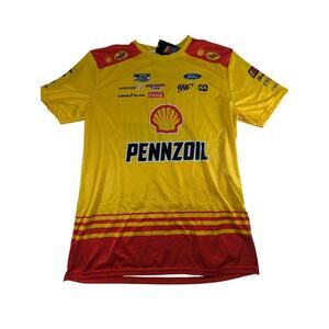 Joey Logano Men's Large Checkered Flag Sports Pennzoil Sublimated Uniform Tee